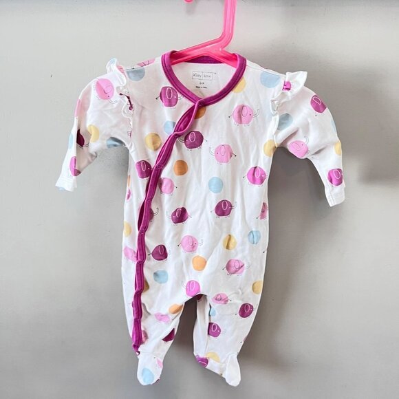 Kissy Kissy Baby Girl One Piece Dotty Elephants Footies- Size 6-9m - Picture 1 of 5